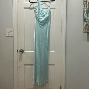 Bardot Baby Blue Satin Maxi Dress Sz 6